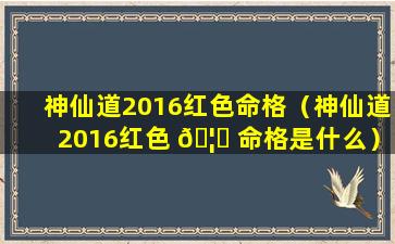 神仙道2016红色命格（神仙道2016红色 🦊 命格是什么）